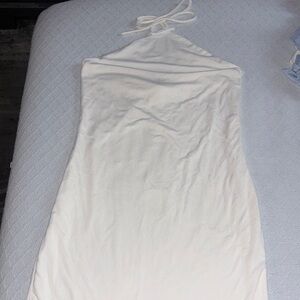 White Halter Neck Dress